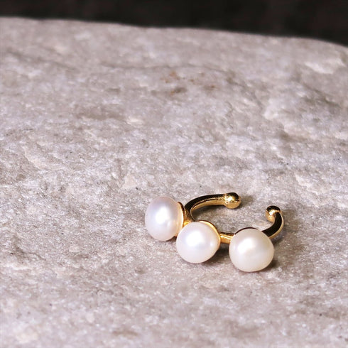 イヤーカフ 天然石 パール ラウンド ANTICO ASE012