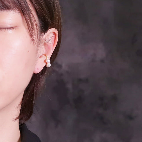 イヤーカフ 天然石 パール ラウンド ANTICO ASE012