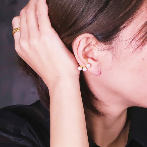 イヤーカフ 天然石 パール ラウンド ANTICO ASE012