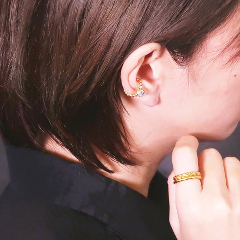 イヤーカフ 天然石 ラウンド ANTICO ASE013