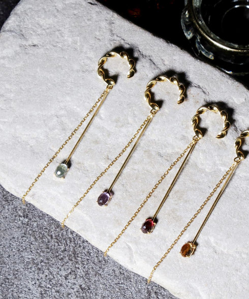 イヤーカフ 天然石 オーバル ツイスト チェーン ANTICO ASE016