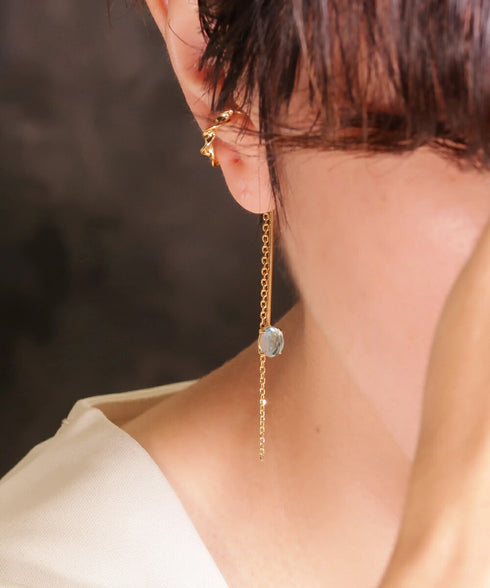 イヤーカフ 天然石 オーバル ツイスト チェーン ANTICO ASE016