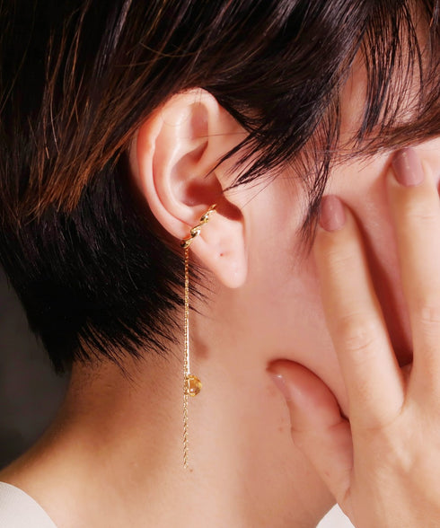 イヤーカフ 天然石 オーバル ツイスト チェーン ANTICO ASE016