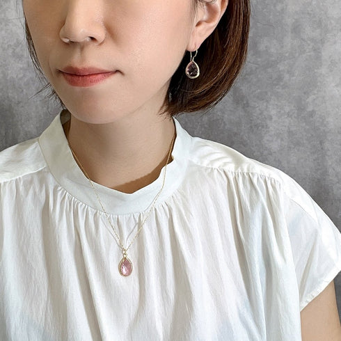 ネックレス 天然石 ティアドロップ チェーン うるうるクォーツ ANTICO ASN002