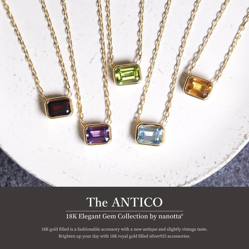 ネックレス 天然石 レクタングル オクタゴンカット チェーン ANTICO ASN003
