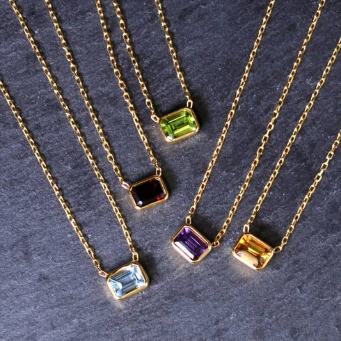 ネックレス 天然石 レクタングル オクタゴンカット チェーン ANTICO ASN003