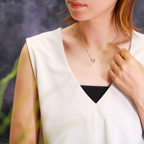 ネックレス 天然石 レクタングル オクタゴンカット チェーン ANTICO ASN003