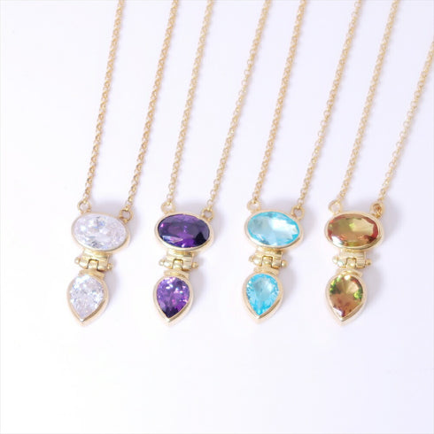 ネックレス 天然石 ティアドロップ ラウンド オーバル チェーン うるうるクォーツ ANTICO ASN005