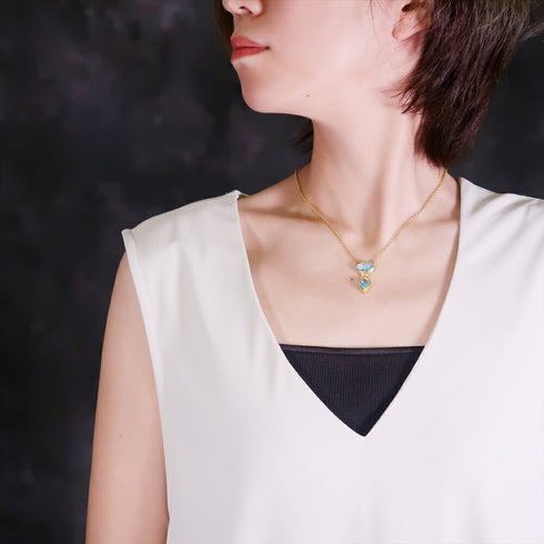 ネックレス 天然石 ティアドロップ ラウンド オーバル チェーン うるうるクォーツ ANTICO ASN005