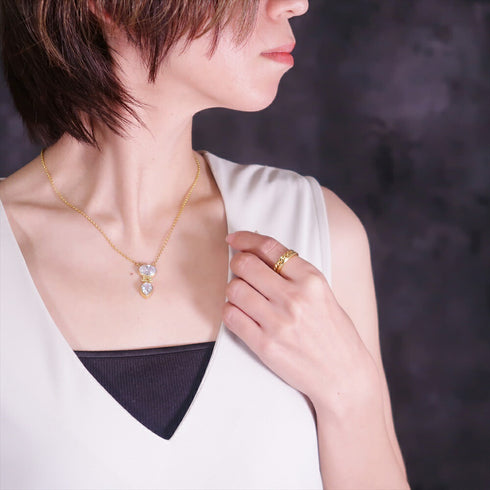 ネックレス 天然石 ティアドロップ ラウンド オーバル チェーン うるうるクォーツ ANTICO ASN005