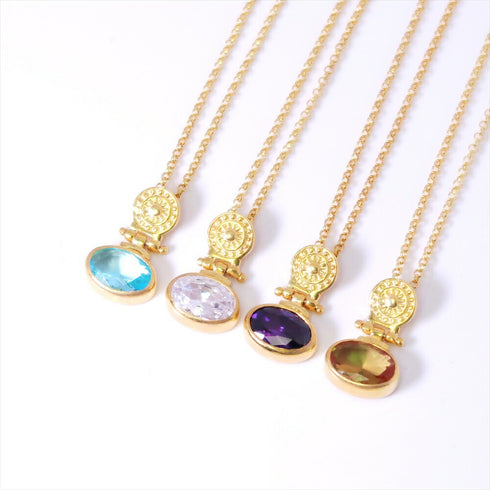 ネックレス 天然石 ラウンド オーバル チェーン うるうるクォーツ ANTICO ASN006