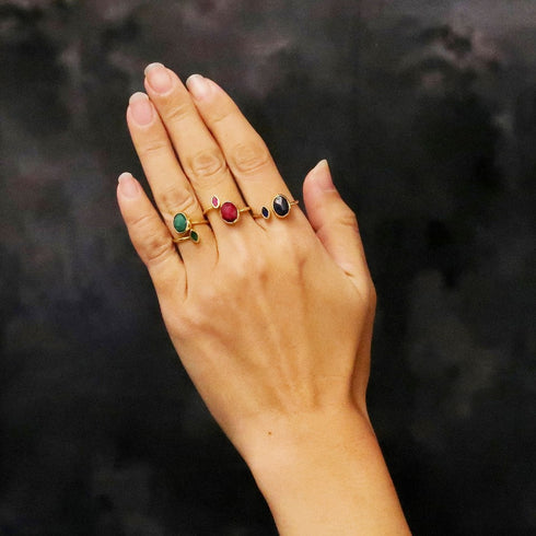 リング 指輪 天然石 オーバル マーキス フォークリング アンリファインド ANTICO ASR002