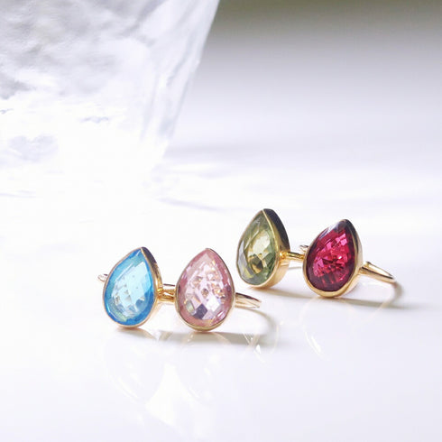 リング 指輪 天然石 ティアドロップ うるうるクォーツ ANTICO ASR004