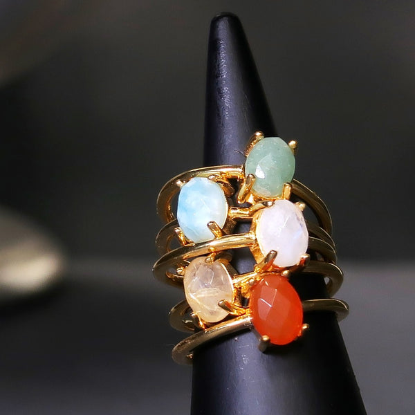 ナノッタ 指輪 アベンチュリン オーバル 4本爪 GD ASR008-SR060-AVENTU