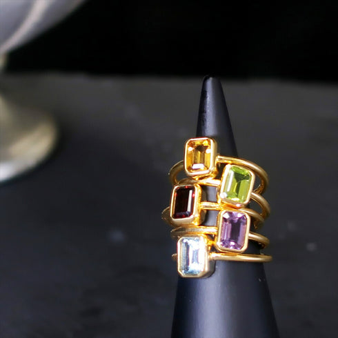 リング 指輪 天然石 レクタングル オクタゴンカット ANTICO ASR010