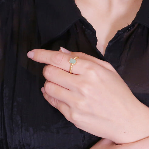 リング 指輪 天然石 レクタングル ツイスト ANTICO ASR012