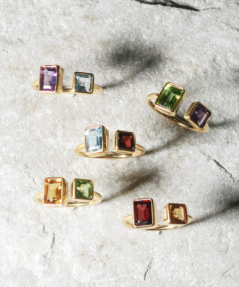 リング 指輪 天然石 レクタングル オクタゴンカット フォークリング ANTICO ASR021