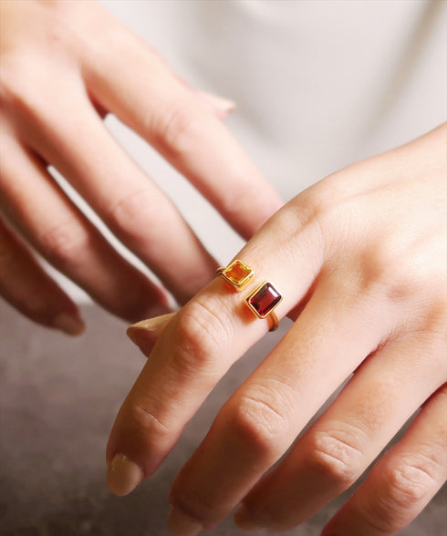 リング 指輪 天然石 レクタングル オクタゴンカット フォークリング ANTICO ASR021