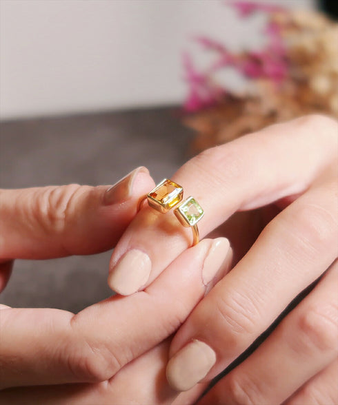 リング 指輪 天然石 レクタングル オクタゴンカット フォークリング ANTICO ASR021