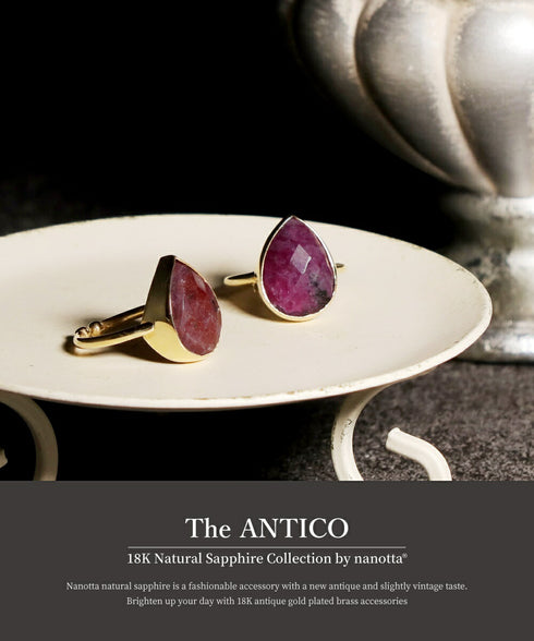リング 指輪 天然石 ナチュラルサファイア ティアドロップ アンリファインド ANTICO ASR038