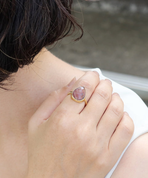 リング 指輪 天然石 ナチュラルサファイア ティアドロップ アンリファインド ANTICO ASR038