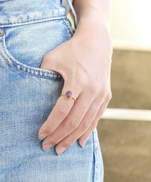 リング 指輪 天然石 ナチュラルサファイア オーバル アンリファインド ANTICO ASR039