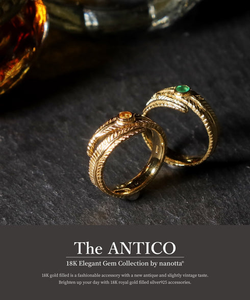 リング 指輪 天然石 ラウンド フォークリング フェザー ANTICO ASR042