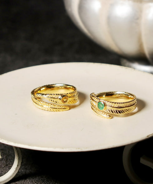 リング 指輪 天然石 ラウンド フォークリング フェザー ANTICO ASR042