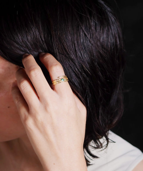 リング 指輪 天然石 ラウンド フォークリング フェザー ANTICO ASR042