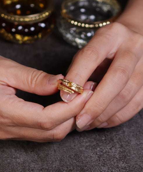 リング 指輪 天然石 ラウンド フォークリング フェザー ANTICO ASR042