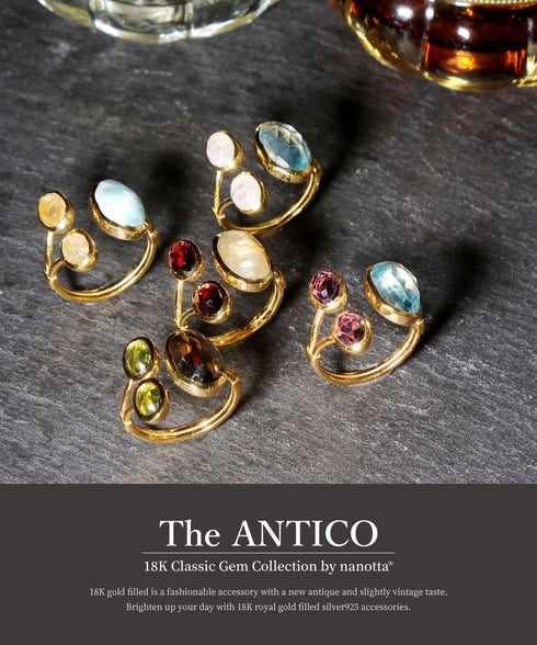 リング 指輪 天然石 オーバル フォークリング ANTICO ASR043