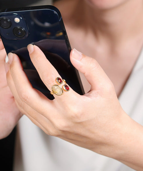 リング 指輪 天然石 オーバル フォークリング ANTICO ASR043