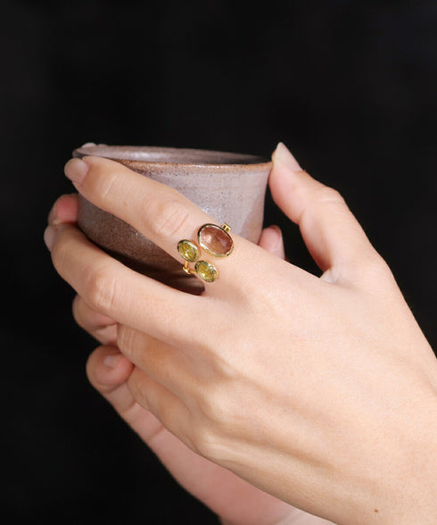 リング 指輪 天然石 オーバル フォークリング ANTICO ASR043