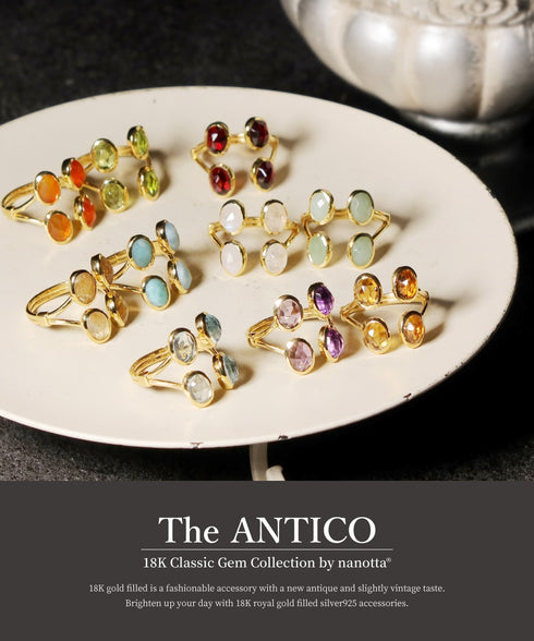 リング 指輪 天然石 オーバル フォークリング ANTICO ASR047