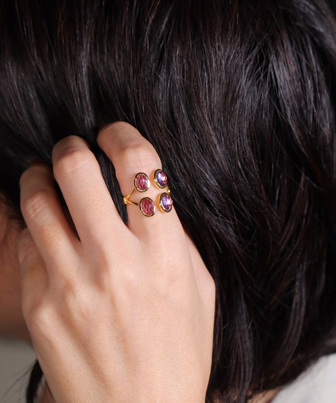 リング 指輪 天然石 オーバル フォークリング ANTICO ASR047