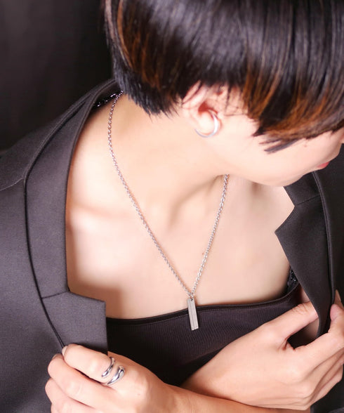 ネックレス サージカルステンレス 316L プレート ローマ数字 CNC010