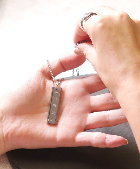 ネックレス サージカルステンレス 316L プレート ローマ数字 CNC011