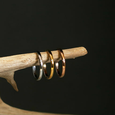 ナノッタ 指輪 316L 甲丸 一粒スタッズ GD 9号 CRN003-GDS09