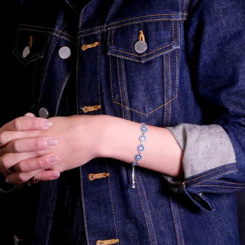 ブレスレット スターリングシルバー925 チェーン 花 ナザールボンジュウ ANTICO NBR001