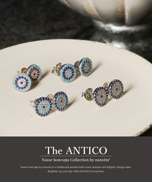 ピアス スターリングシルバー925 スタッド 花 ナザールボンジュウ ANTICO NER001