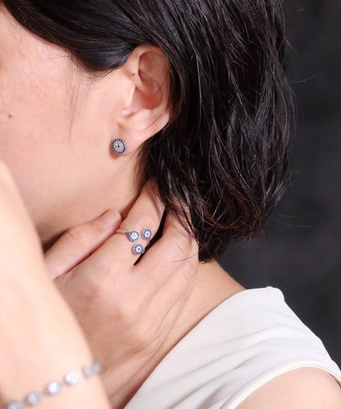 ピアス スターリングシルバー925 スタッド 花 ナザールボンジュウ ANTICO NER001