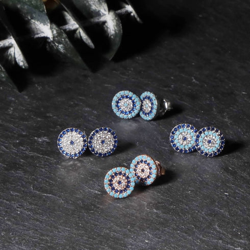 ナノッタ ピアス SV925 CZ ナザール ラウンド ネイビー・ホワイト SV NER001-SVNAVWHI