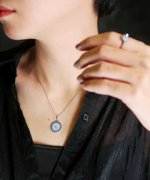 ネックレス スターリングシルバー925 チェーン 花 ナザールボンジュウ ANTICO NNC001