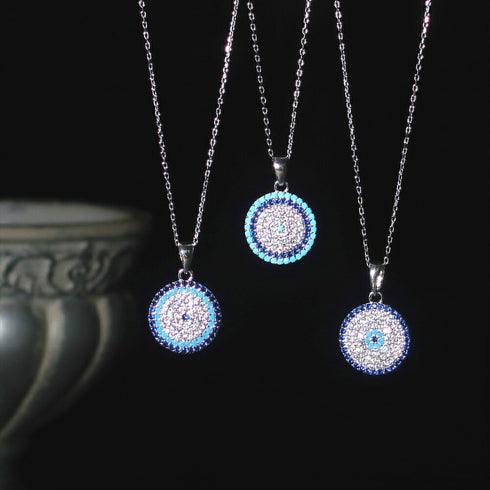 ナノッタ ネックレス SV925 CZ ナザール ラウンド ネイビー・ターコイズ SV NNC001-NAVTUR