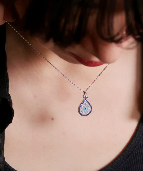 ネックレス スターリングシルバー925 ティアドロップ チェーン ナザールボンジュウ ANTICO NNC002