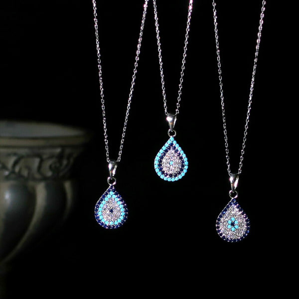 ナノッタ ネックレス SV925 CZ ナザール 雫 ネイビー・ホワイト SV NNC002-NAVWHI