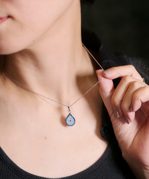 ネックレス スターリングシルバー925 ティアドロップ チェーン ナザールボンジュウ ANTICO NNC002