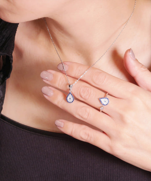 ネックレス スターリングシルバー925 ティアドロップ チェーン ナザールボンジュウ ANTICO NNC003