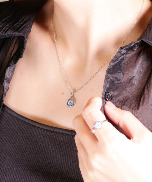 ネックレス スターリングシルバー925 チェーン 花 ナザールボンジュウ ANTICO NNC004