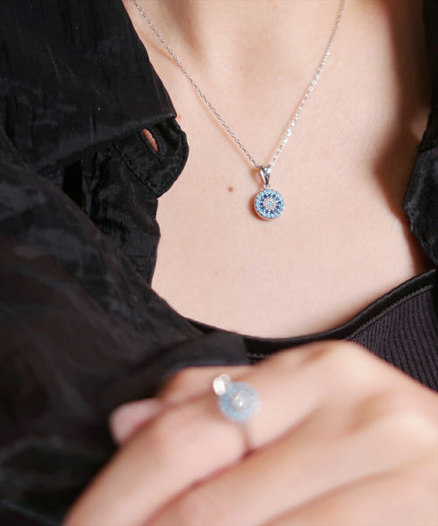 ネックレス スターリングシルバー925 チェーン 花 ナザールボンジュウ ANTICO NNC004